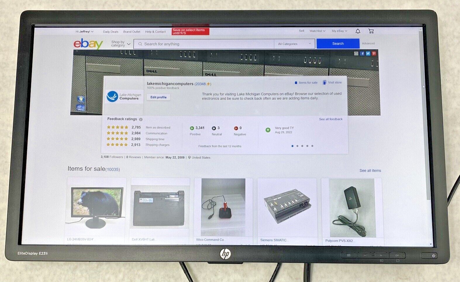 HP K4F99A EliteDisplay E231i 21 inch Monitor 1080p DisplayPort VGA DVI-D Grade B