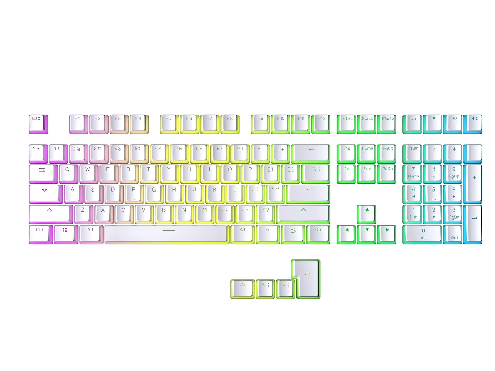 112 PCS White Pudding Keycaps Double Shot PBT Translucent Mechanical Gaming