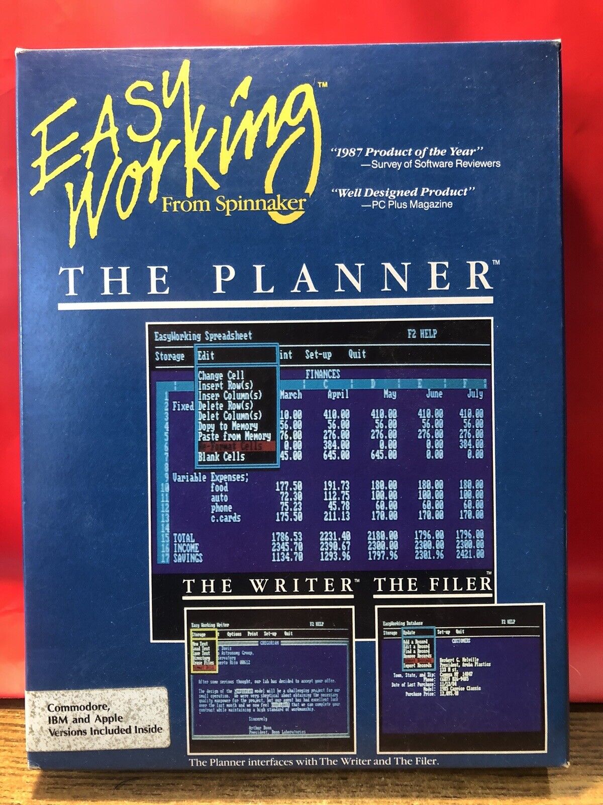 1987 Easy Working Spinnaker The Planner IBM, Apple, Commodore 64/128 Untested