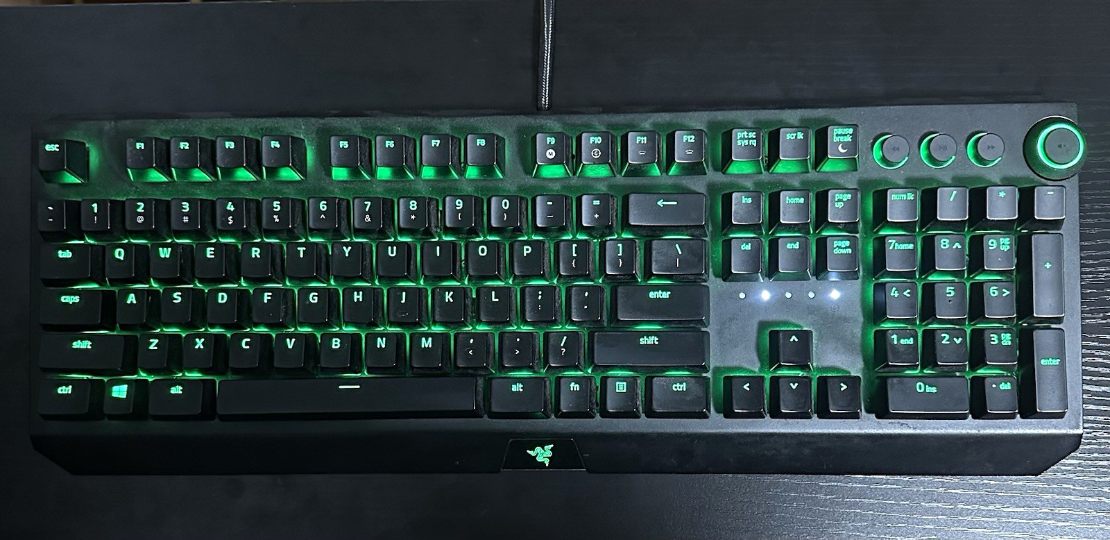 Razer Black-widow Elite gaming keyboard green clicky switches ￼