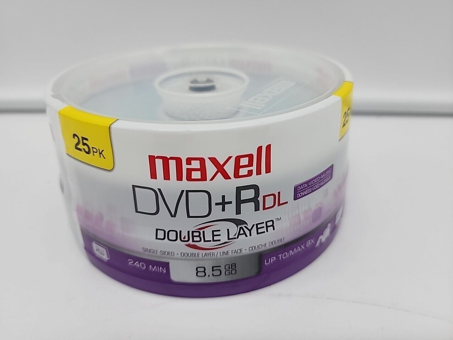 NEW 25 Pack Maxell DVD+R DOUBLE LAYER 8X Branded Discs BLANK Media 8.5GB 240 Min
