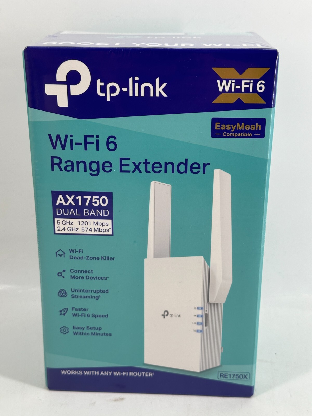 TP-LINK AX1750 Wi-Fi 6 Range Extender (RE1750X) - White