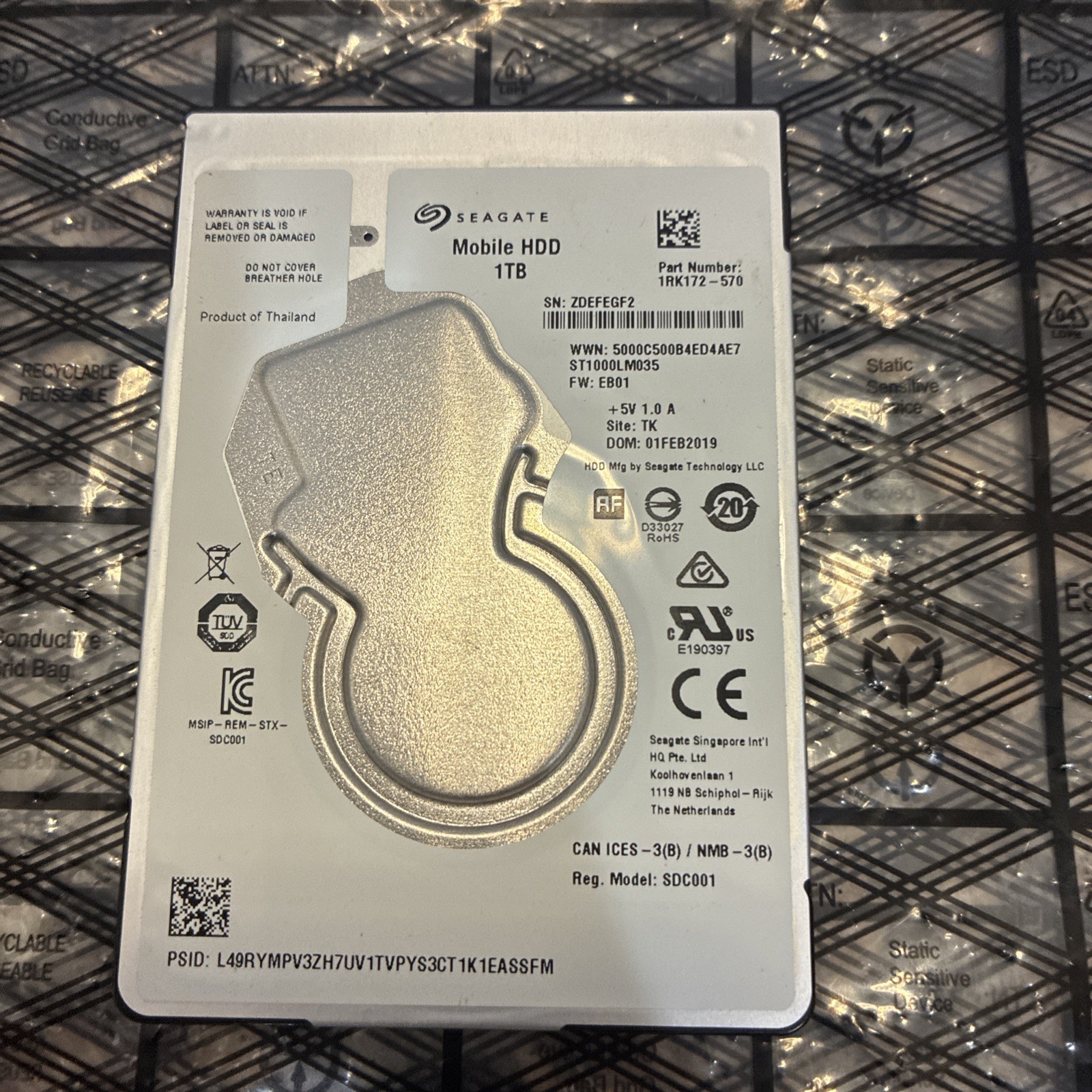 Seagate Mobile 1TB, Internal, 5400 RPM, 2.5" ST1000LM035 Hard Drive GOOD HEALTH