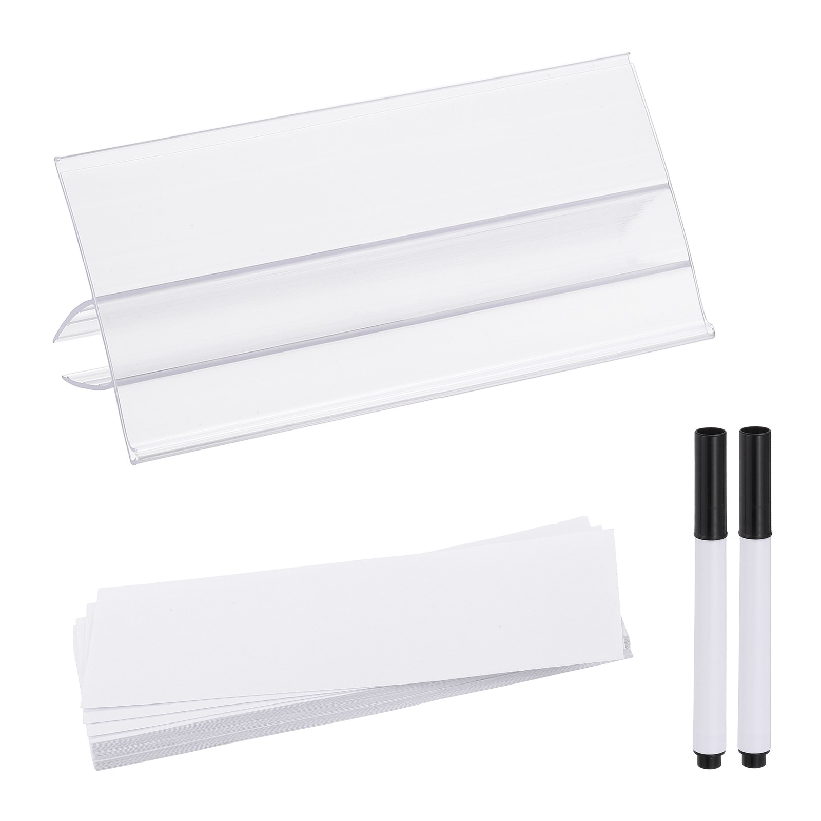 30 Pack 3.1" x 1.7" Wood Shelf Label Holder Plastic Clip for 7mm-12mm Shelves]