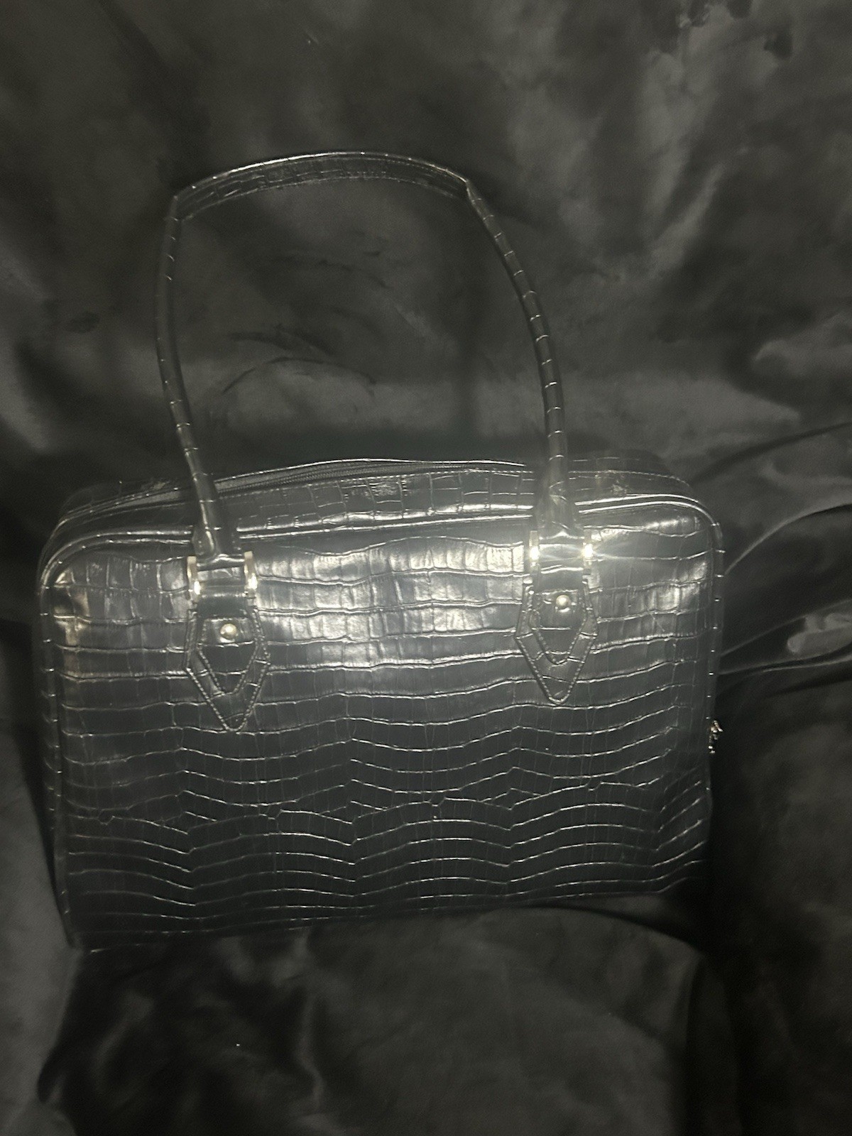 Lap Top Bag Mobile Edge For Her Large Black Faux Croc The Milano Padded Red
