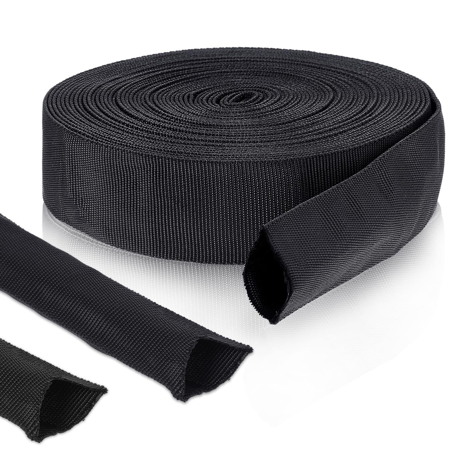 33 FT Nylon Hydraulic Hose Protector Sleeve Black Protective Cover Hose Sheat...