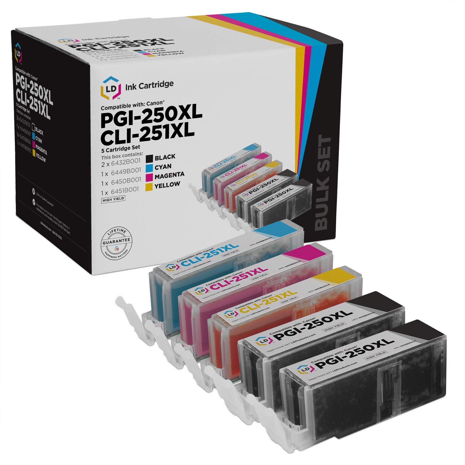 LD For Canon 5pk PGI-250XL CLI-251XL HY Inkjet 6432B001 6449B001 6450B001