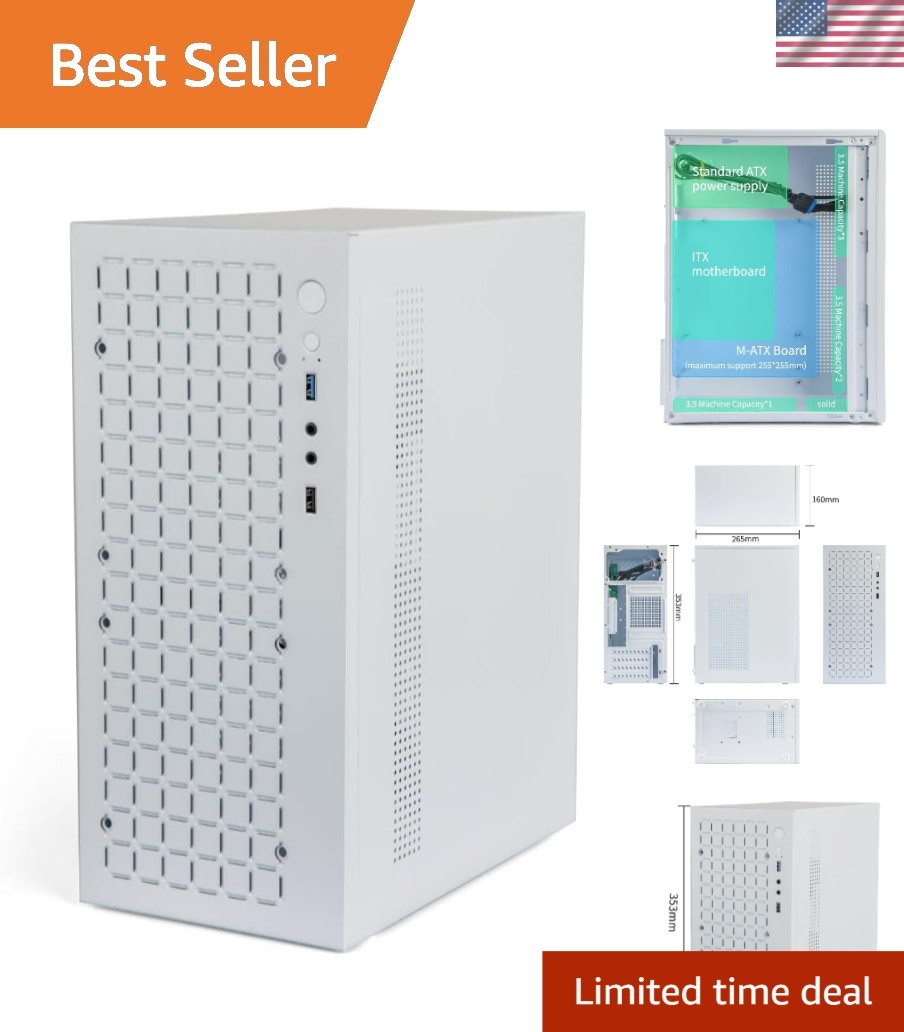 Micro ATX Mini-Tower Case in Elegant White with Superior Air Cooling System