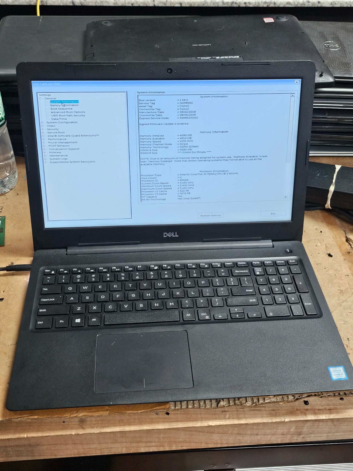 DELL LATITUDE 3590 i5 7200U 2.50GHz WiFi BT Webcam Home Office No Ram/HDD/SSD