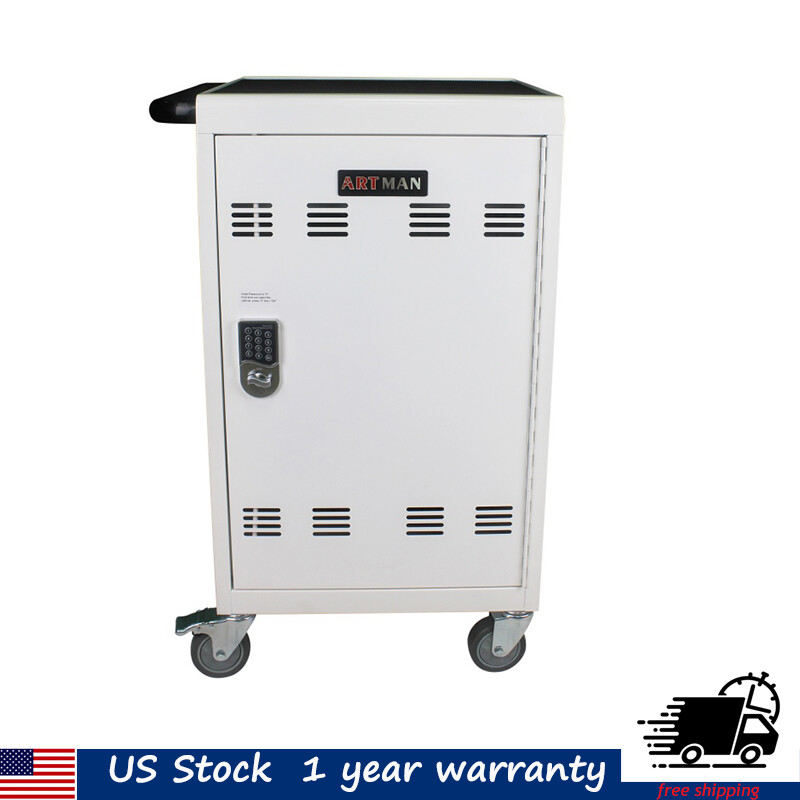 30-Device Mobile Charging Cart & Cabinet Storage W/Combination Lock For Tablets