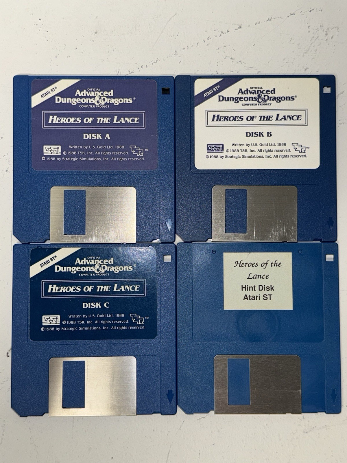 SSI AD&D Heroes of the Lance Atari ST 4-Disk Set A B C Hint 1988 TSR