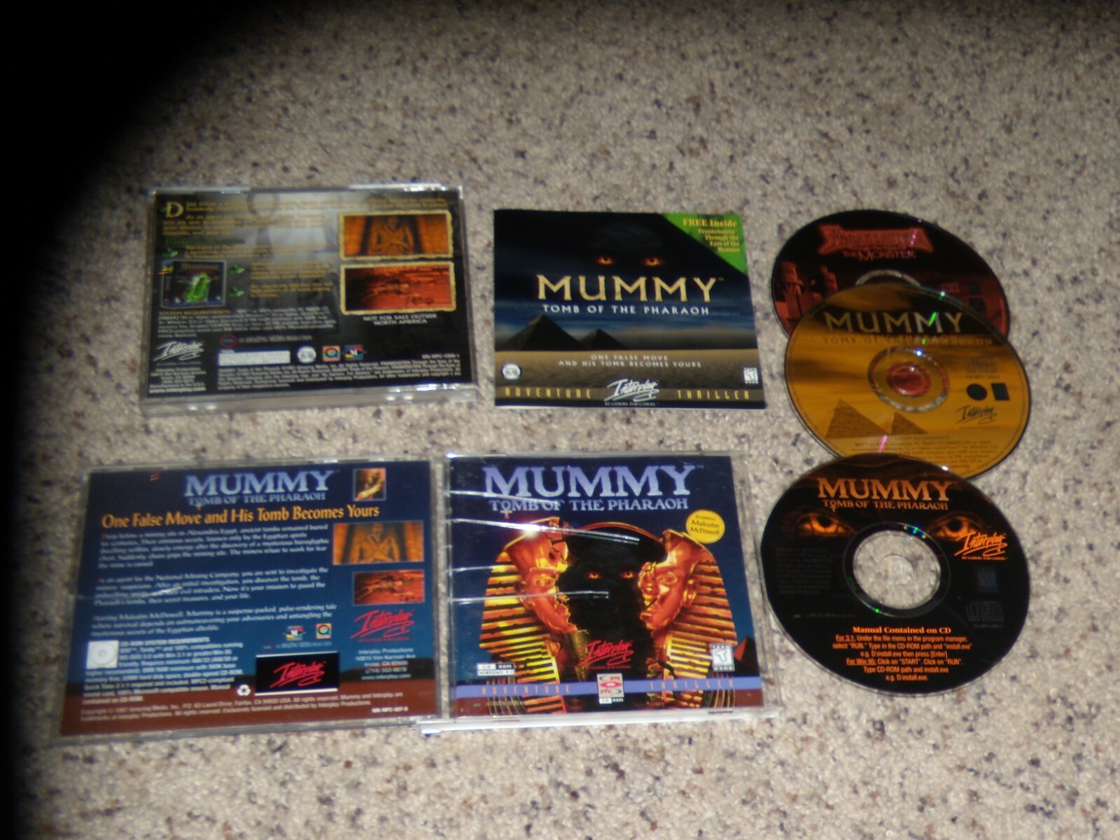 Lot of 3 PC Games: 2 copies of Mummy Tomb of the Pharaoh & Frankenstein 