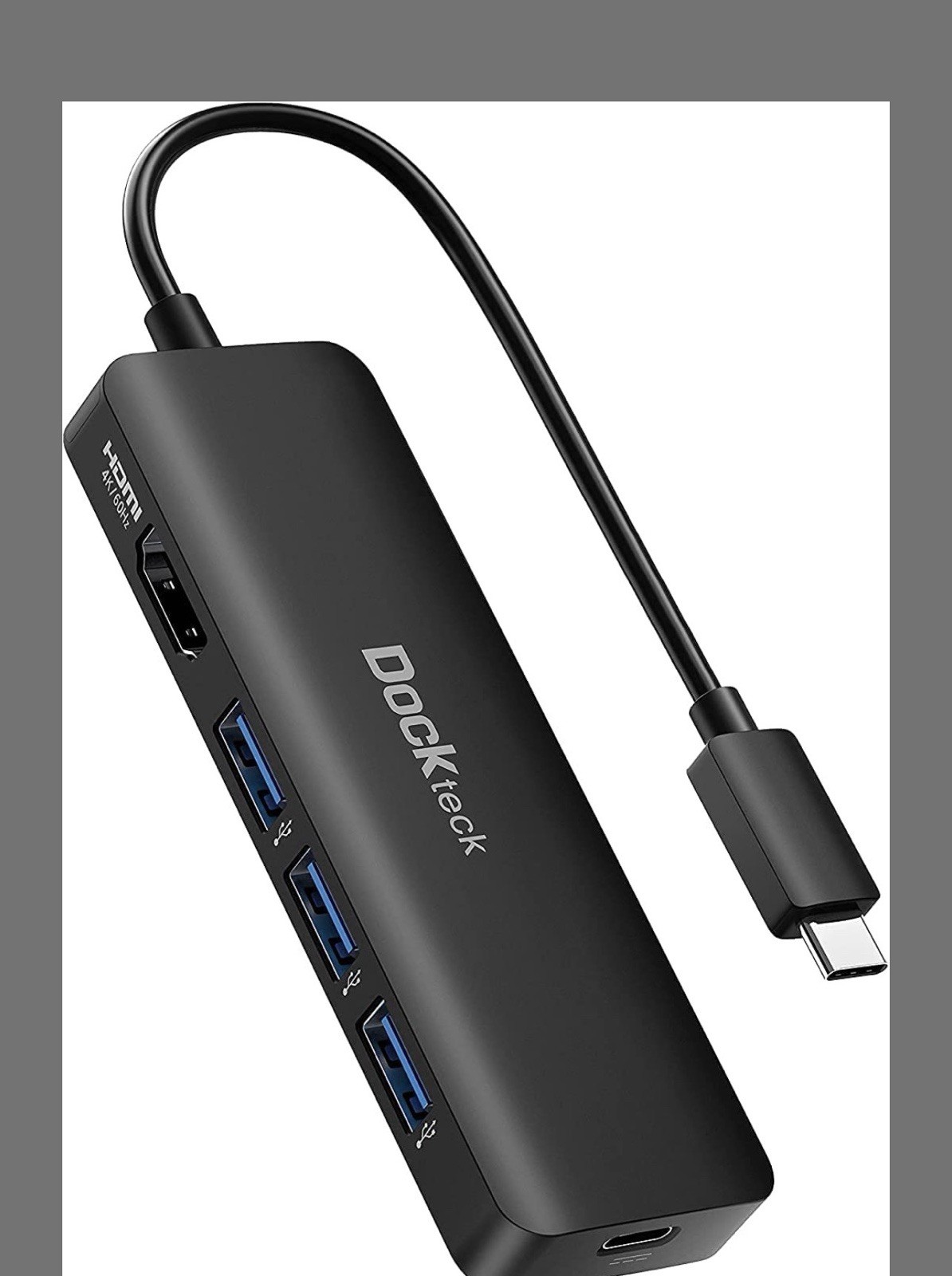 USB C HUB 4K 60Hz, Dockteck USB-C Multiport Adapter 5-in-1 with 4K HDMI, 100W...