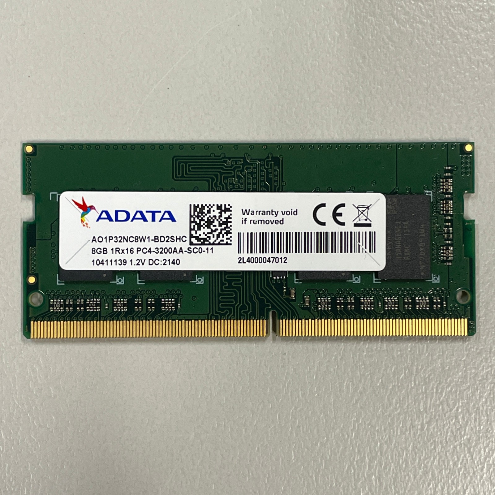 ADATA 8GB DDR4 RAM PC4-25600 3200MHz non-ECC SoDIMM 1.2V CL22 AO1P32NC8W1-BD2SHC