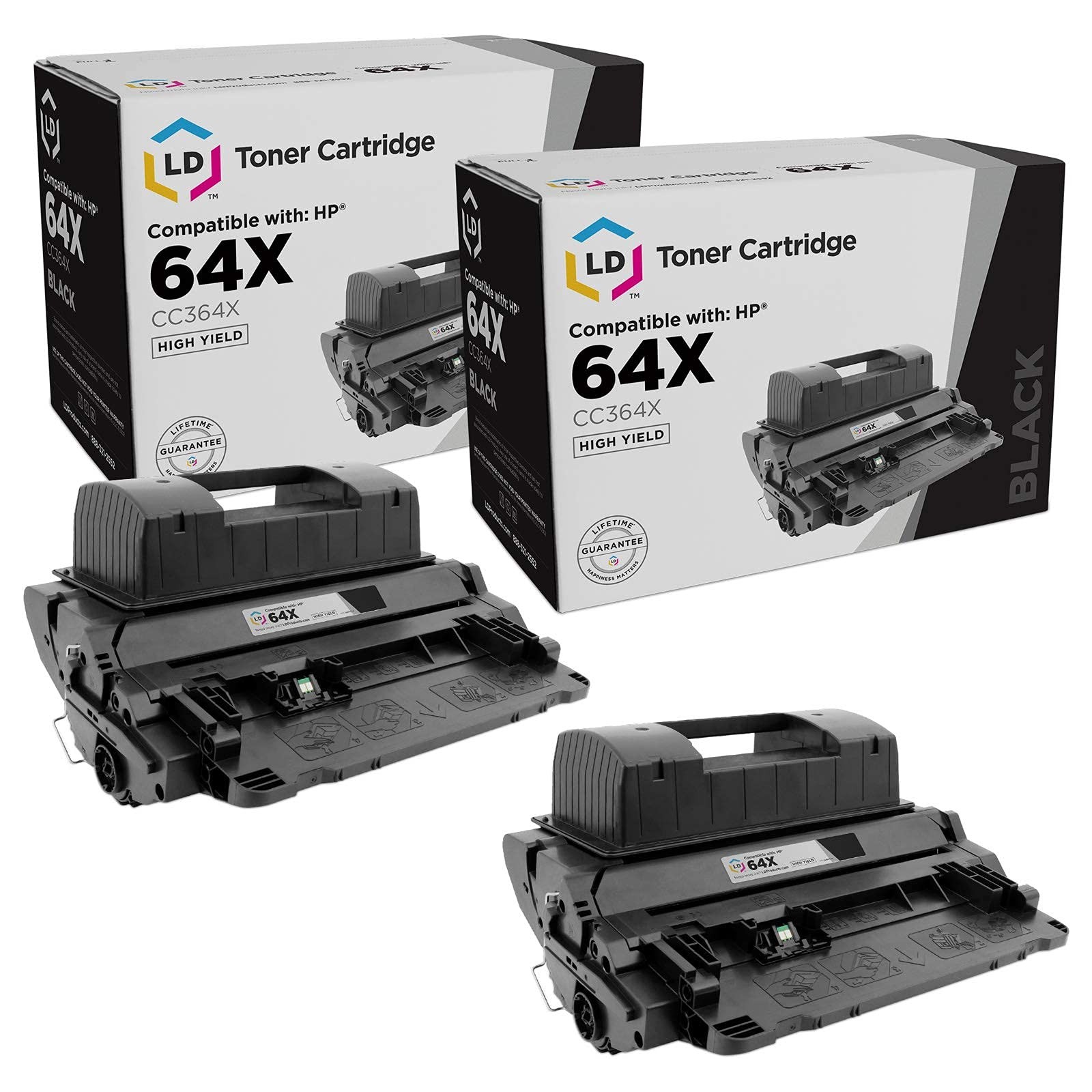 LD Products Compatible Toner Replacement For HP 64 64X CC364X (black, 2-Pk)