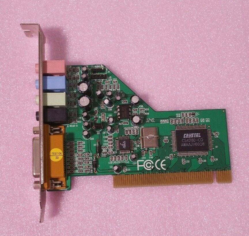 Crystal A-4280 4 Channel PCI Audio Sound Card 3.5mm Jack Input - Great Condition