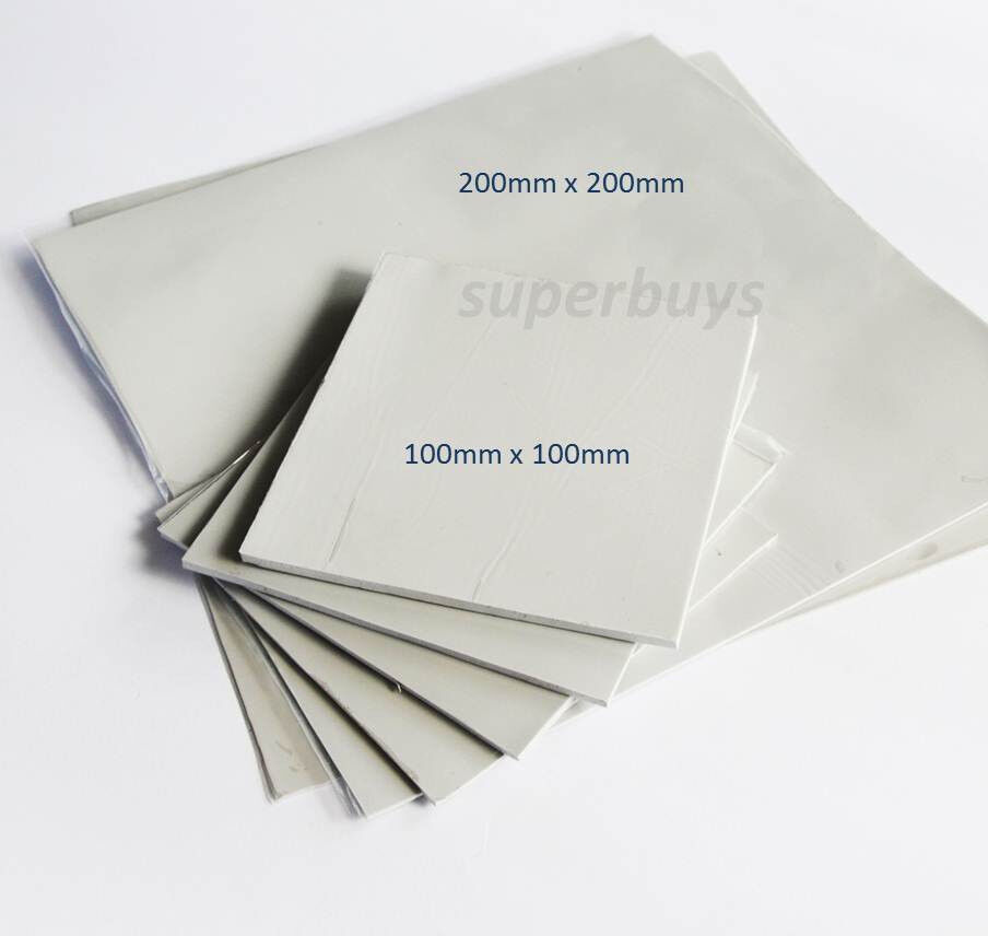 Grey 100x 100x 0.5mm Silicone Thermal Pad Sheet CPU Memory Board Heatsink Chip