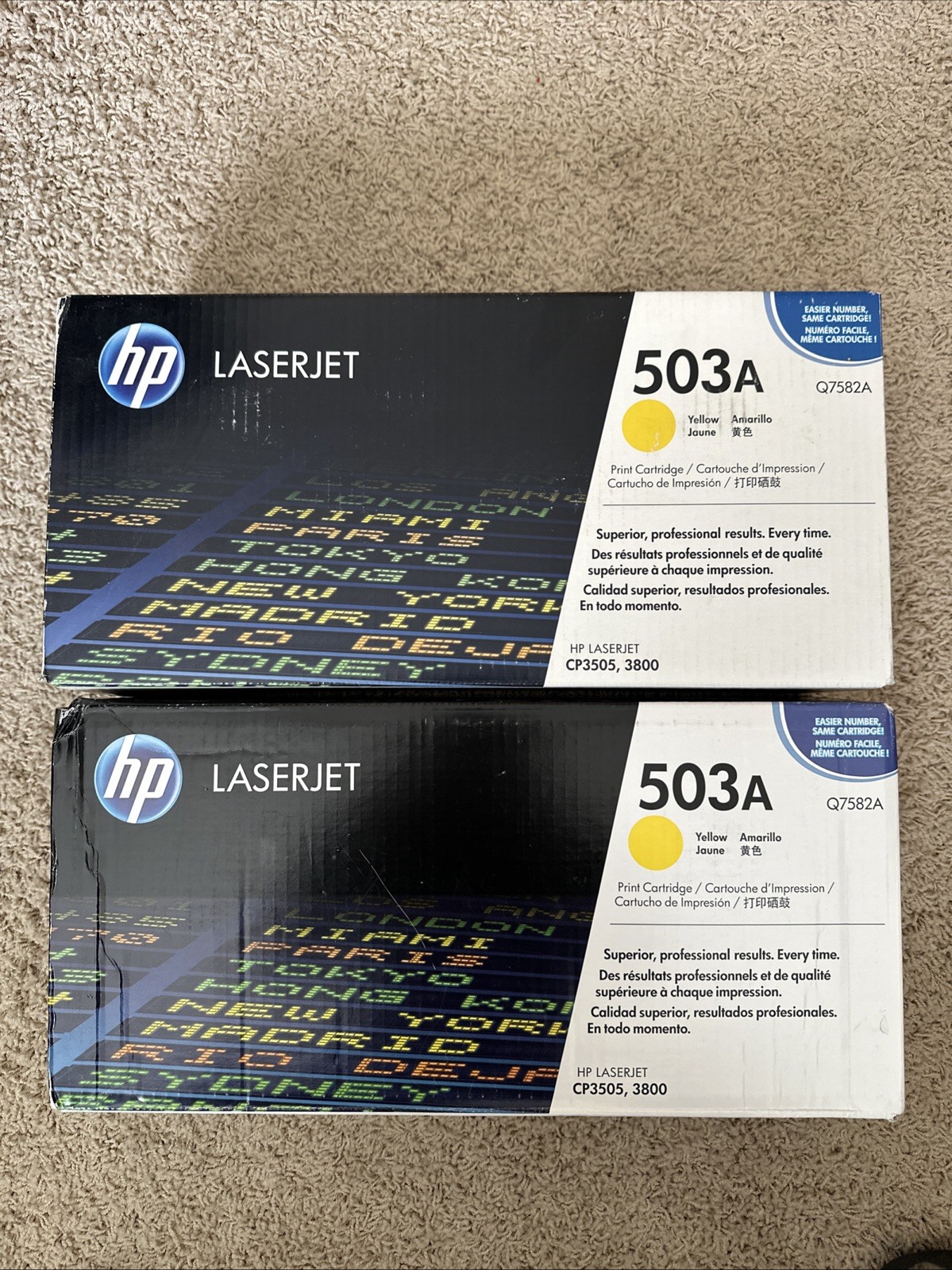 Lot of 2) HP 503A Yellow Original LaserJet Toner Cartridge (CF503A)