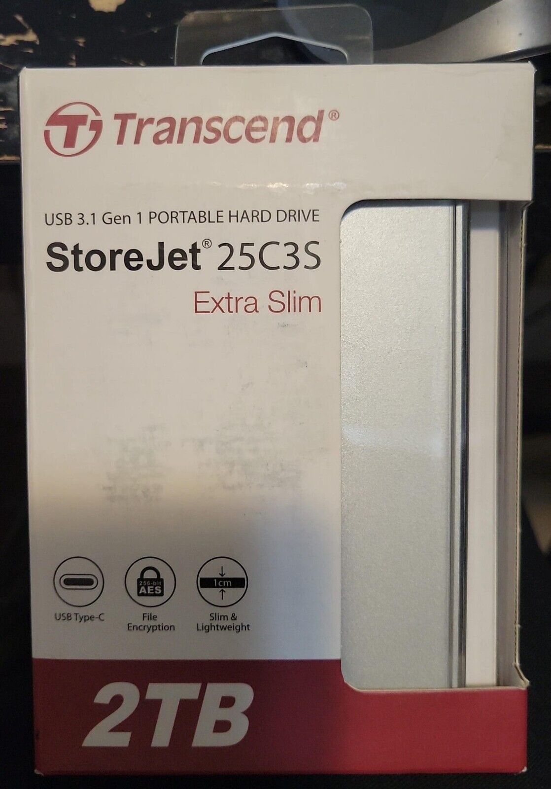 Transcend StoreJet 2TB Portable HDD USB 3.1 Type-C Silver Extra Slim TS2TSJ25C3S