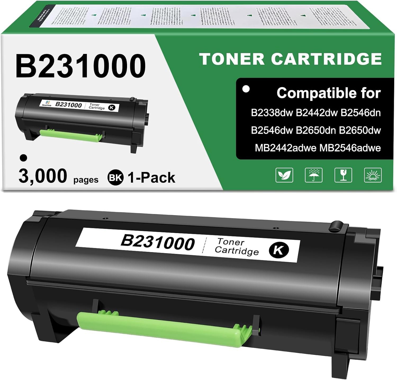 B231000 Black Toner Cartridge w/ Chip for Lexmark B241H00 B2338 B2442 B2546 എ