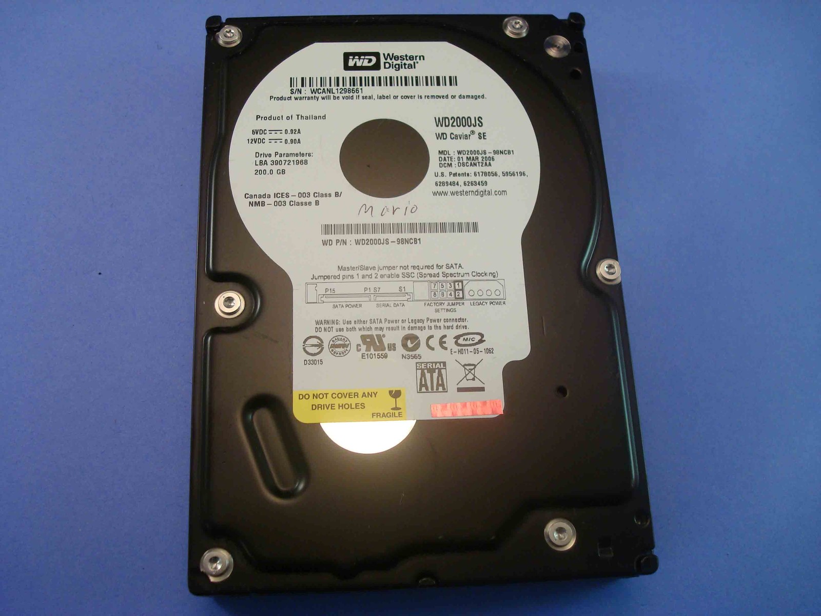 Western Digital WD Caviar SE SATA 200GB Hard Drive WD2000JS-98NCB1 DCM:DSCANT2AA