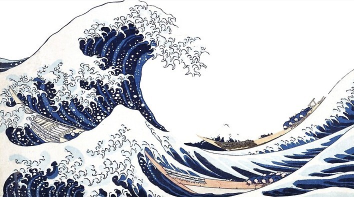 🌊Great Wave Hokusai White - Desk Mat, 80x40cm / 31.5in x 15.5in, Deskmat