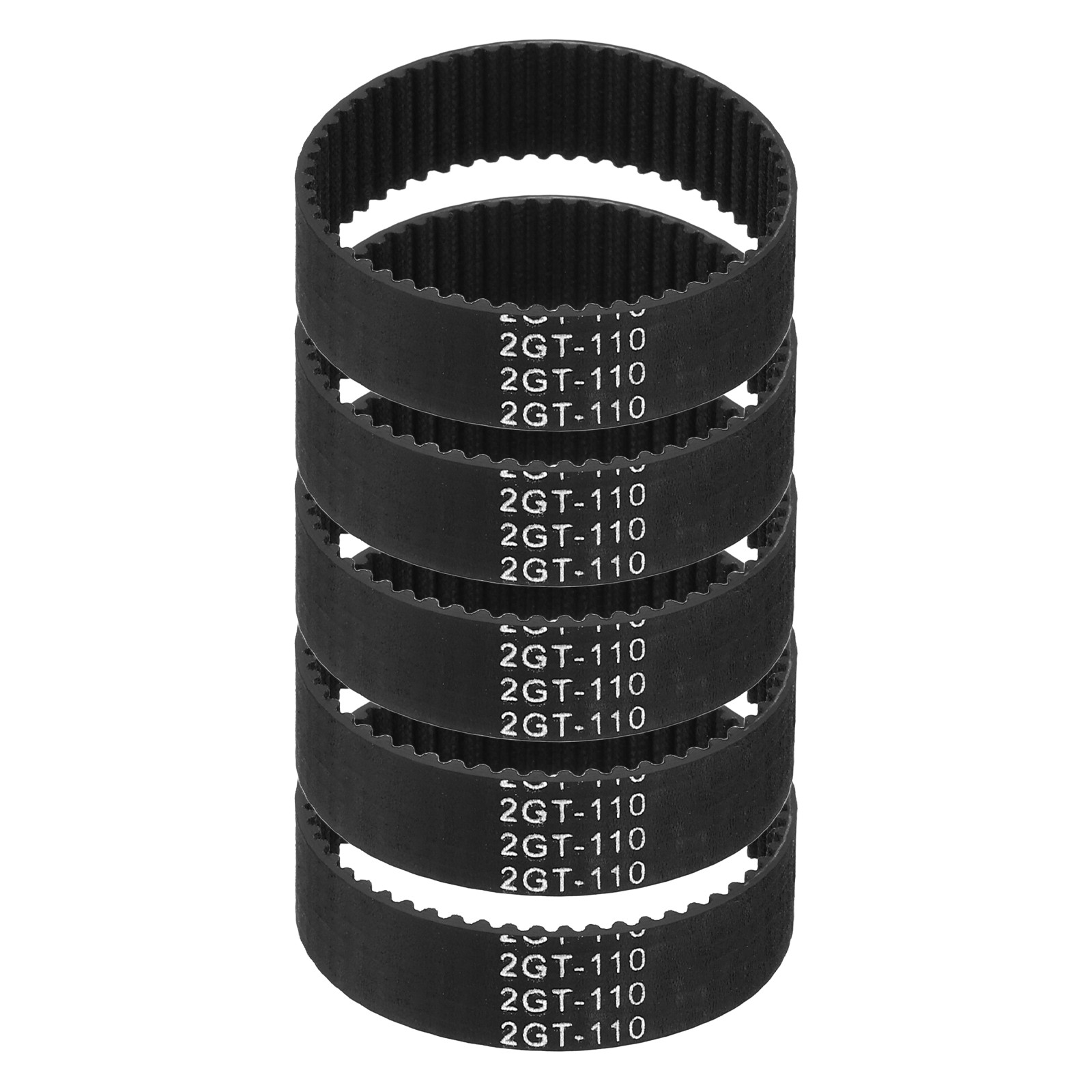110mm GT-2 Timing Belt, 5pcs 10mm Width 2mm Pitch 3D Printing Closed Loop, Black