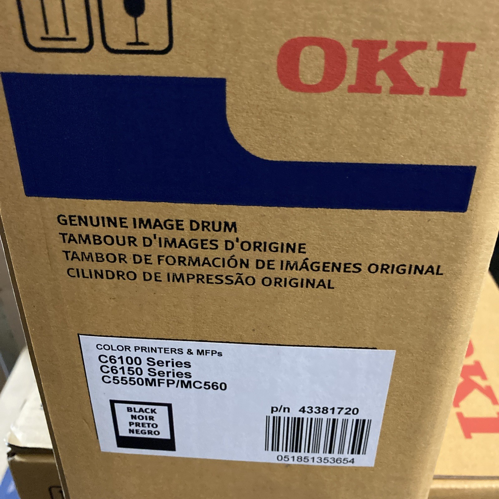 OKI 43381720 Black Image Drum Unit Genuine OEM C6100 C6150 C5550MFP MC560 Series