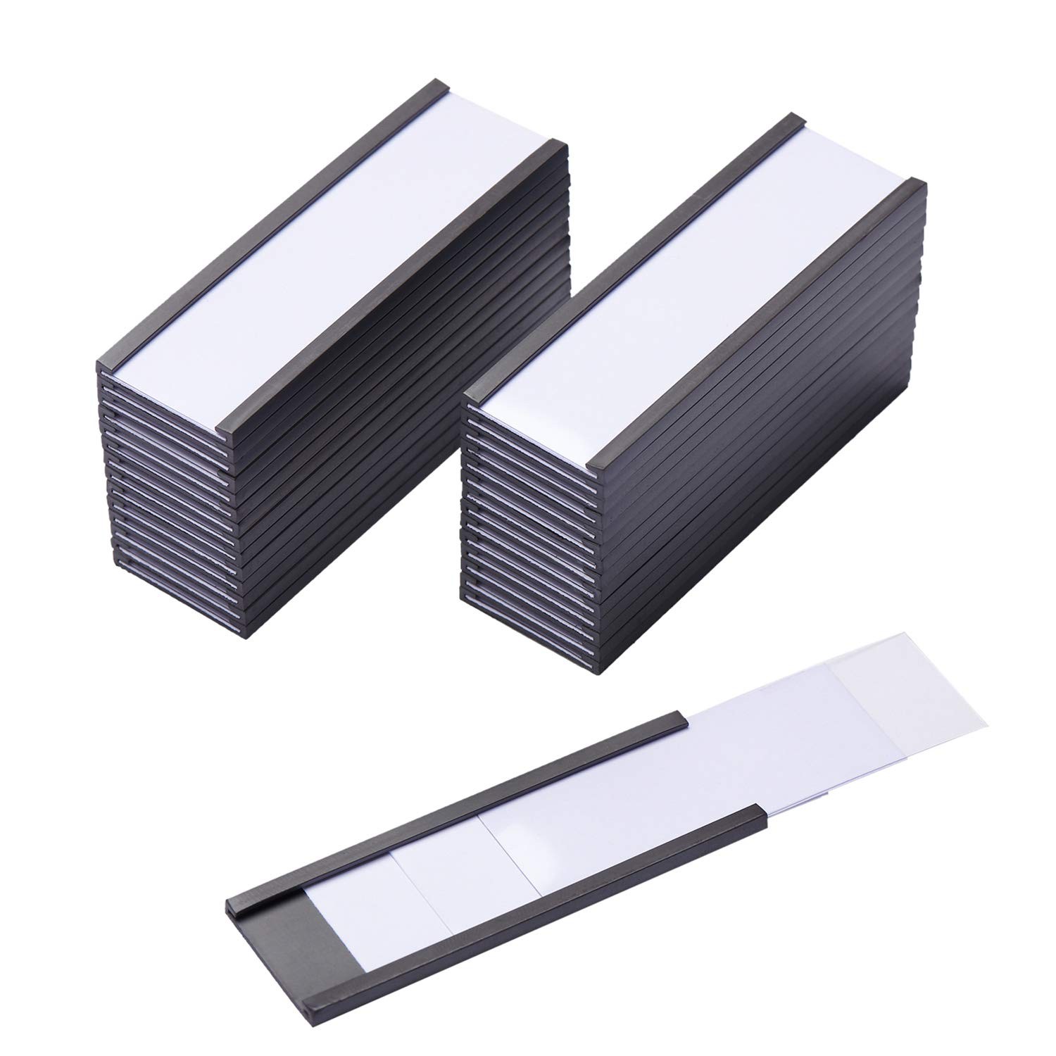 30 Pack 3x1 Inch Magnetic Label Holders for Metal Shelf Racks Whiteboard