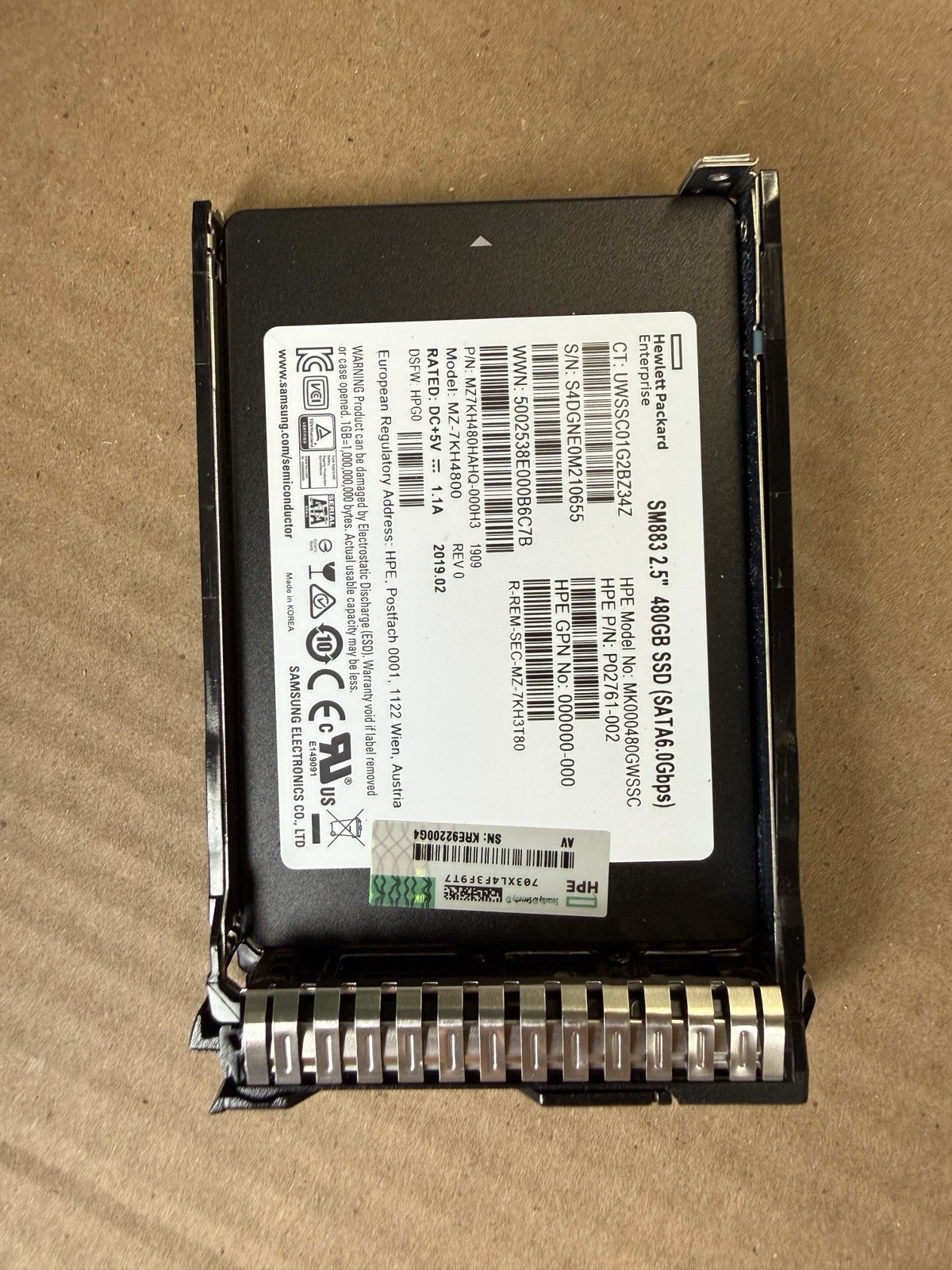 Genuine HP 480GB SATA 6G MU SC SSD P09907