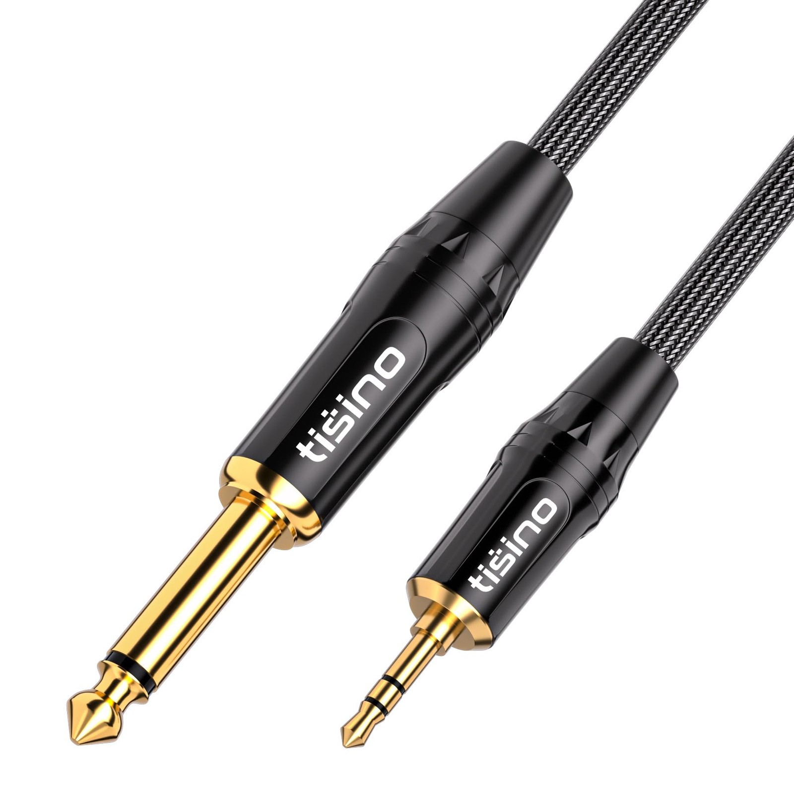 Tisino 1/4 to 1/8 Stereo Cable - 3.5mm TRS inch TS 3.3 feet, Black