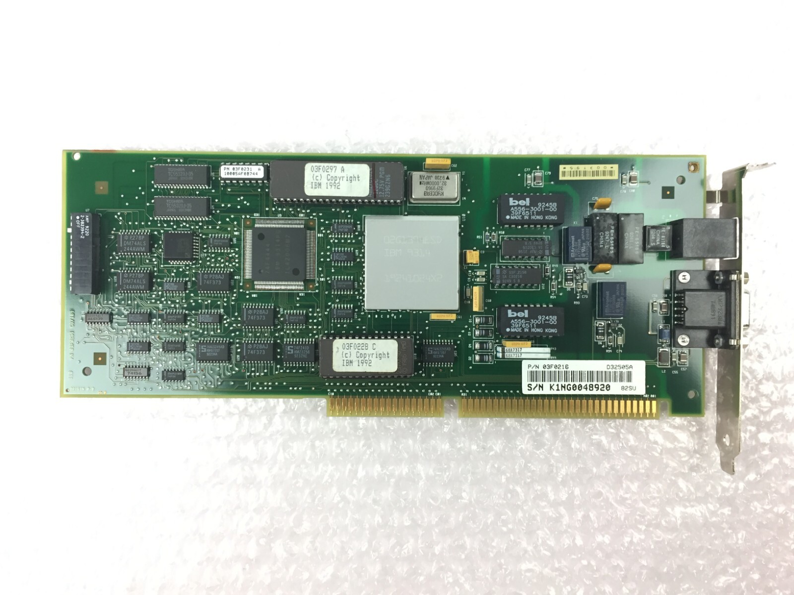 IBM 03F0216 ISA 16 BIT 16/4  Token Ring Adapter - Tested