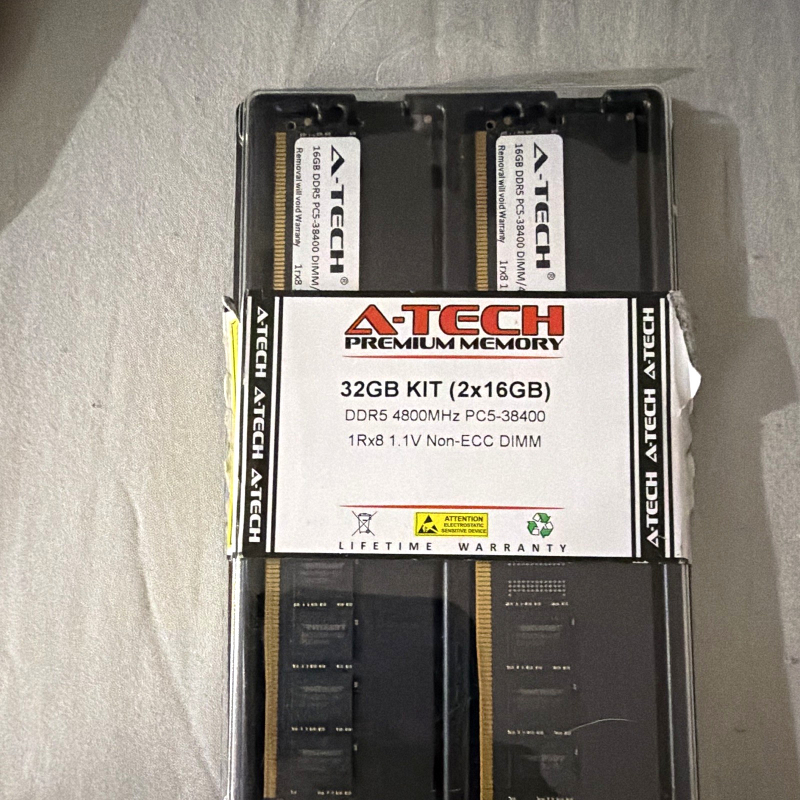 A-Tech Premium Memory 32GB (2x16GB) DDR5-4800 PC5-38400 288-Pin DIMM
