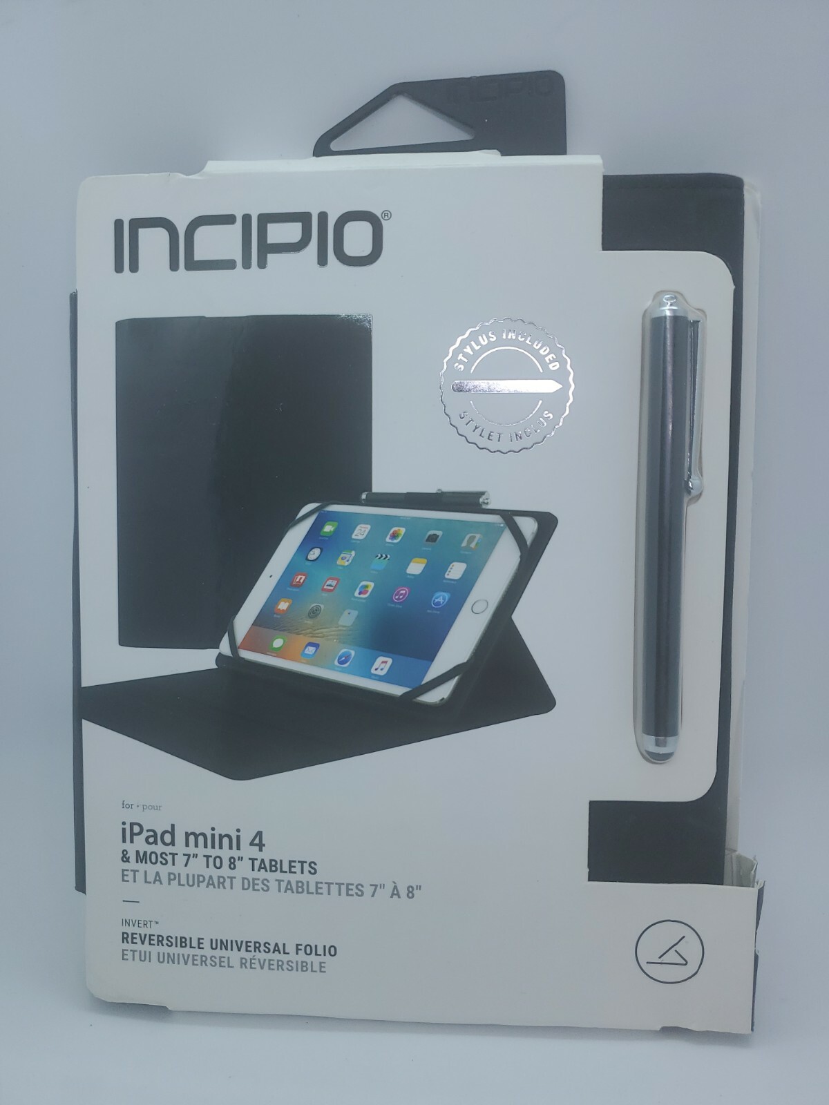 Incipio Invert Folio Case with Stylus for iPad Mini 4 & 7" to 8" Tablets - Black