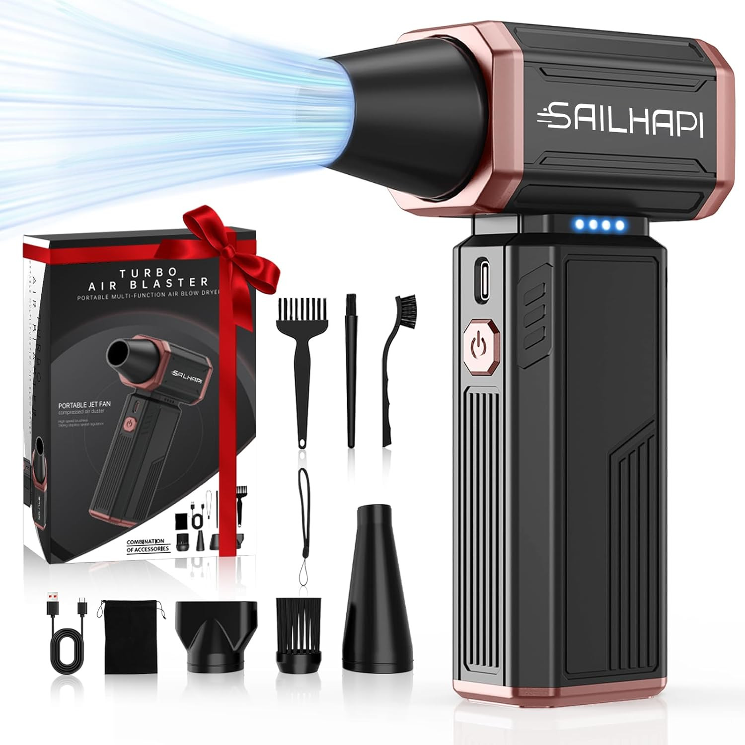 Compressed Air Duster 300000RPM, Cordless Electric Barber Blower | High Speed, w