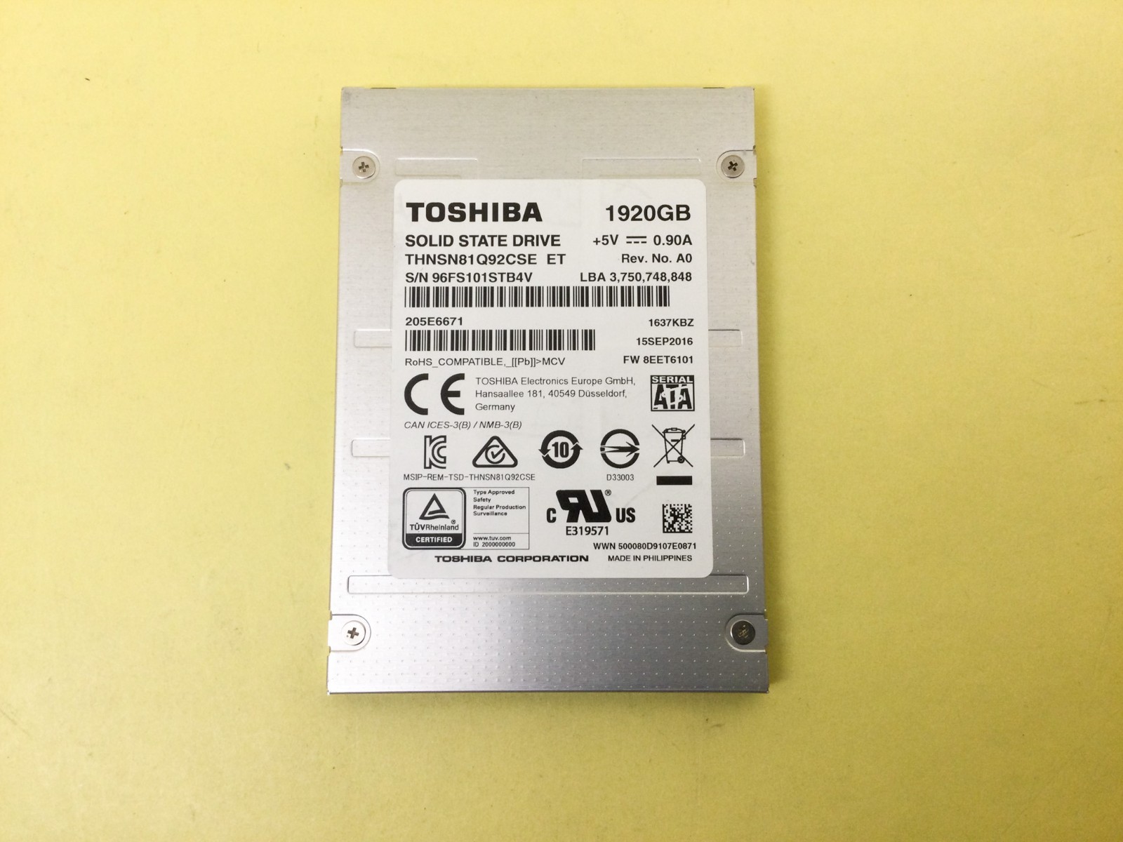 Toshiba 1.92TB SATA 6Gb/s 2.5" Enterprise SSD THNSN81Q92CSE
