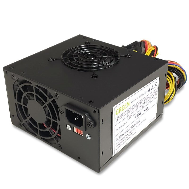Brand NEW--Green Black Dual Fan 650w-MAX ATX Power Supply 20+4Pin, SATA & PCIe