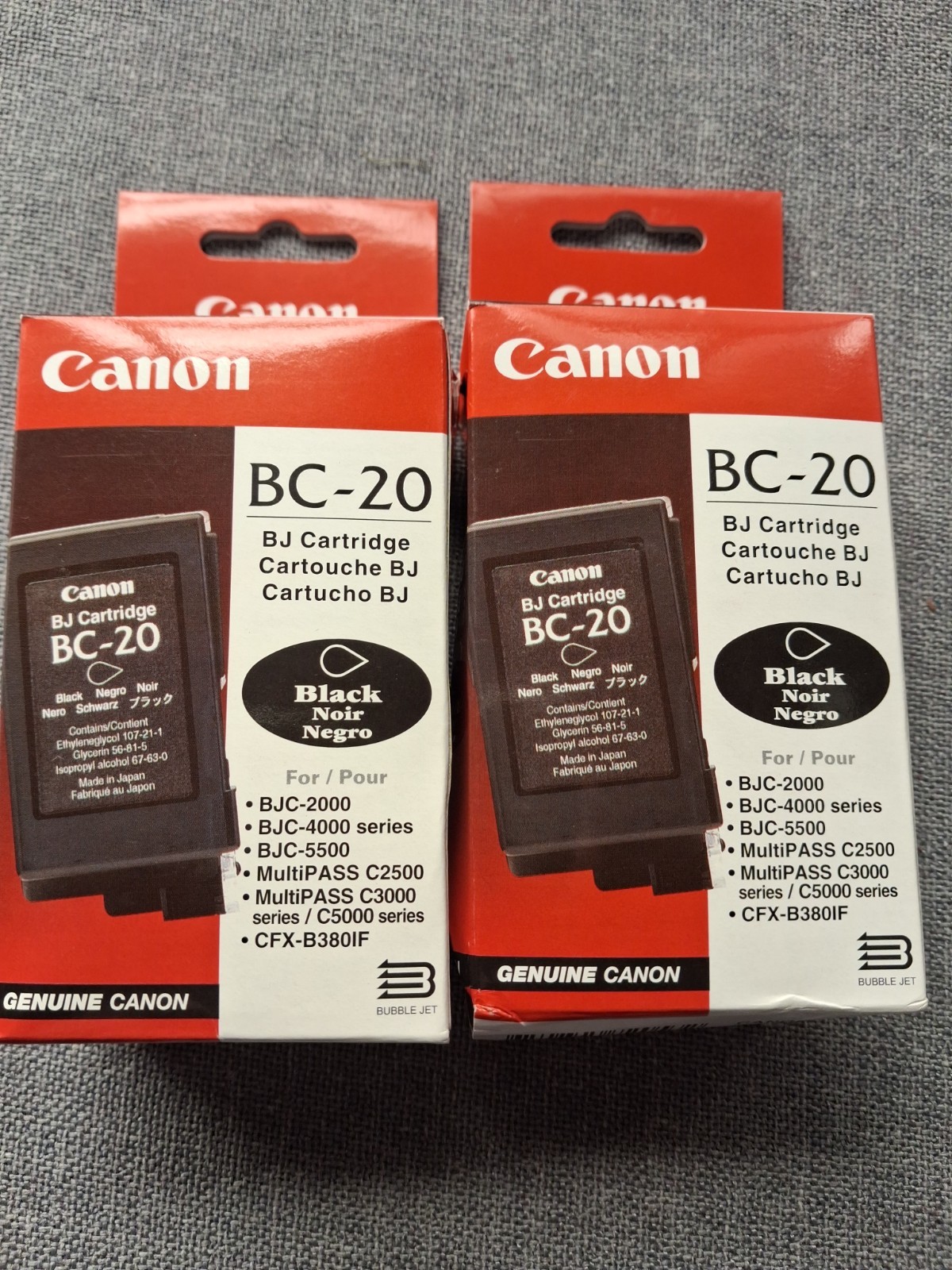 2 BRAND NEW Canon BC-20  Black Cartridges I001