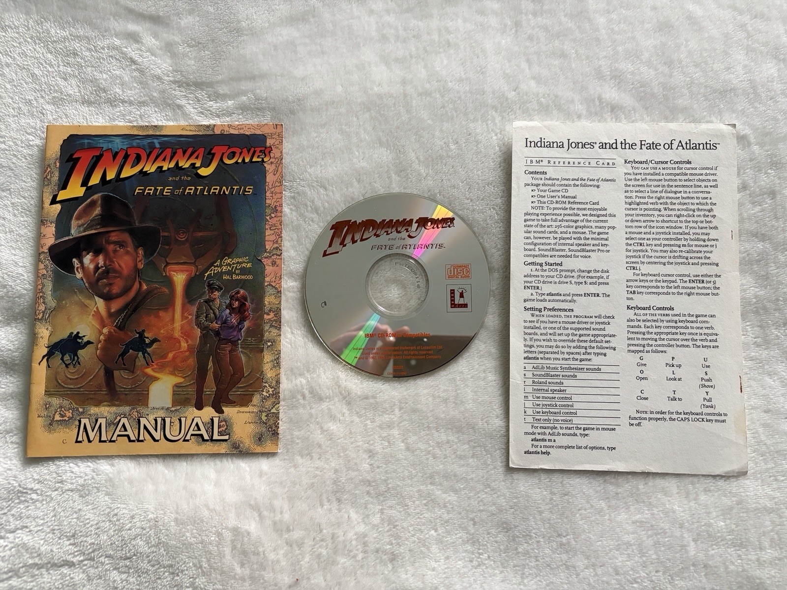 Indiana Jones and the Fate of Atlantis PC CD-ROM Disc + Manual & Reference Card