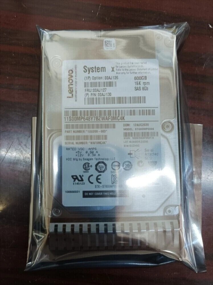 FOR Lenovo 600GB 15K 00AJ127 00AJ126 6Gbs 2.5" SAS G3HS X3650 M5 HDD