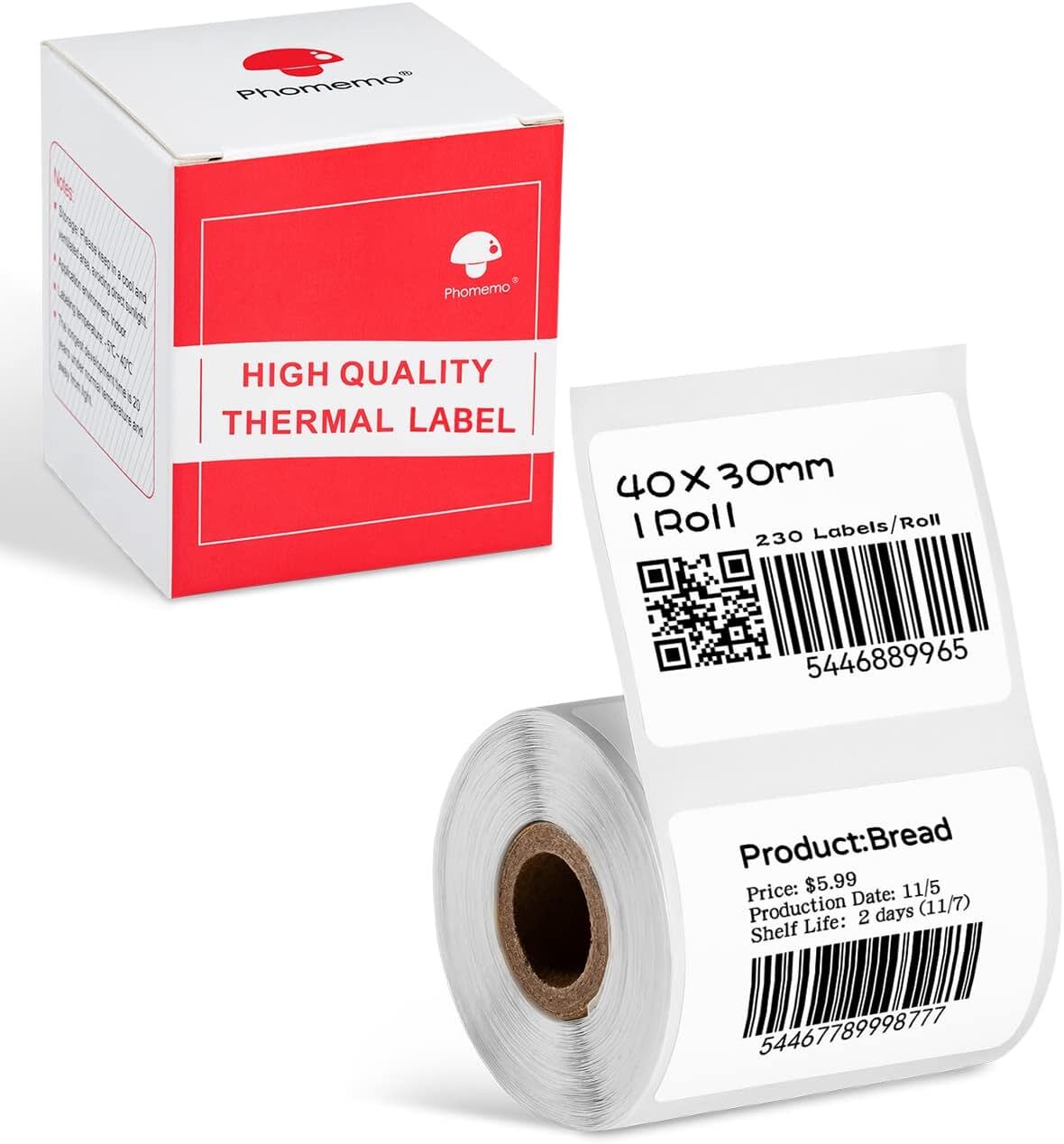 3 Rolls 40×30mm White Self-Adhesive Thermal Label for Phomemo M110/M200 Printer