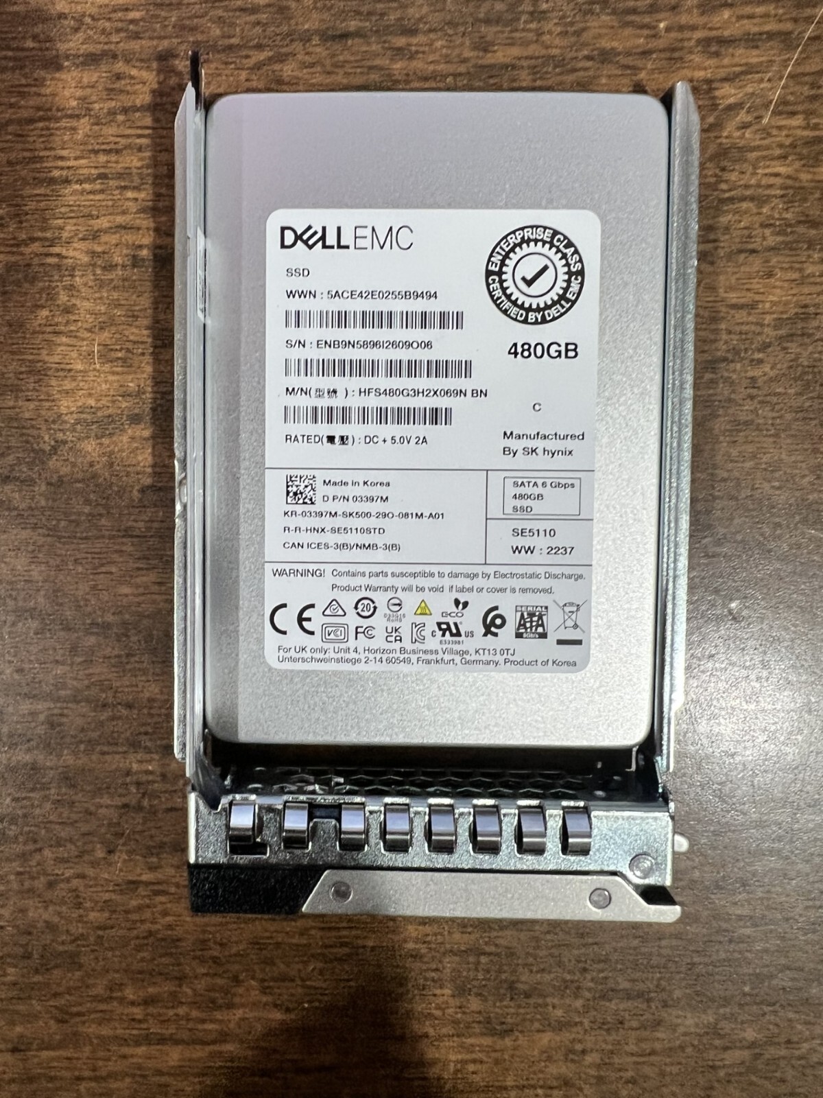 3397M DELL HYNIX 480GB HFS480G3H2X069N 6Gbps SATA RI 2.5 SSD R640 R650