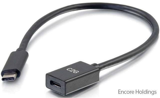 C2G 1-feet USB Type-C 3.1 Male to Female Cable - Black 757120286578