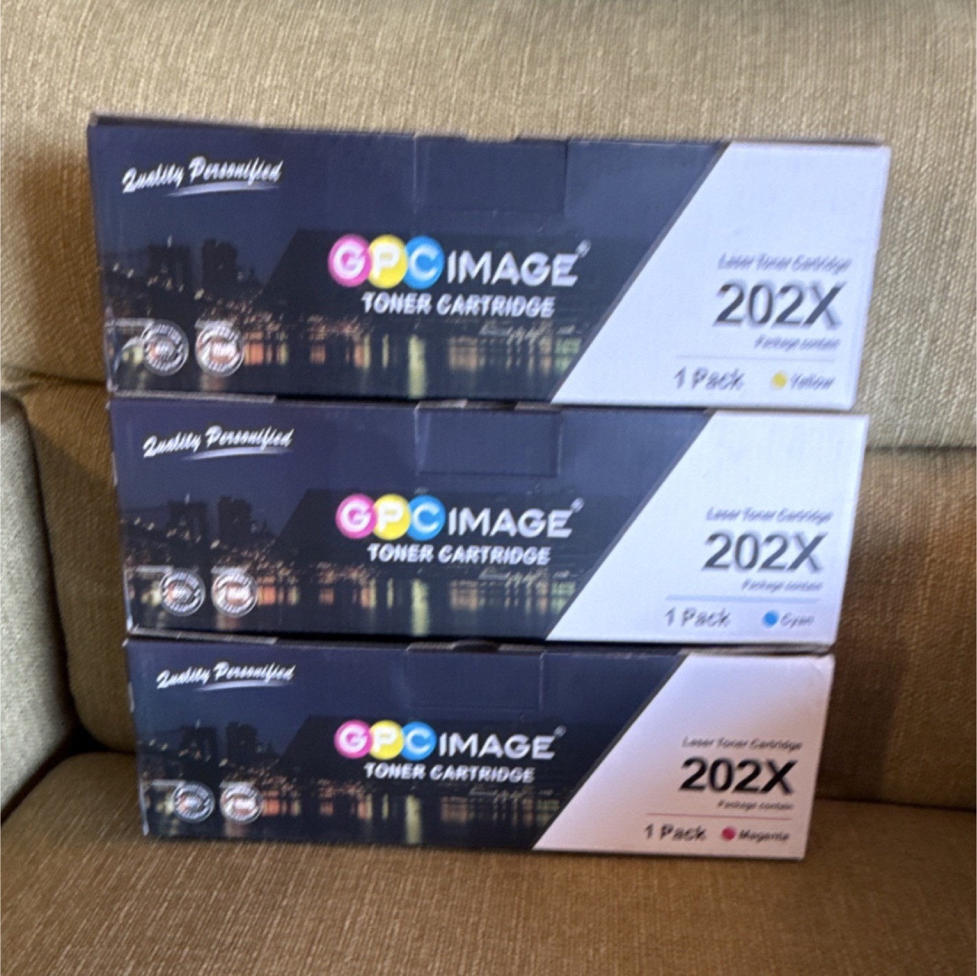 3 GPC Image 202X High Yield Laser Toner Cartridges For HP Yellow Cyan Magenta