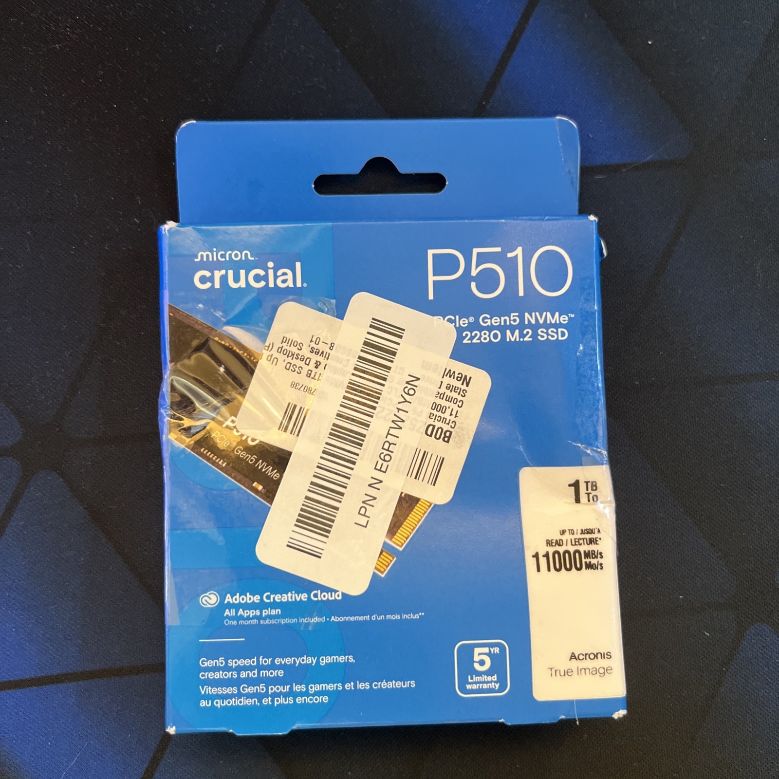 Crucial P510 1TB NVMe PCIe Gen 5 SSD – M.2 2280