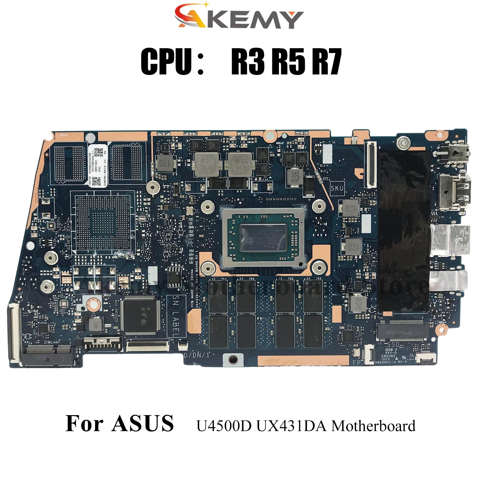 UX431DA Laptop Motherboard For ASUS UX431D U4500D Mainboard W/ R3 R5 R7 CPU