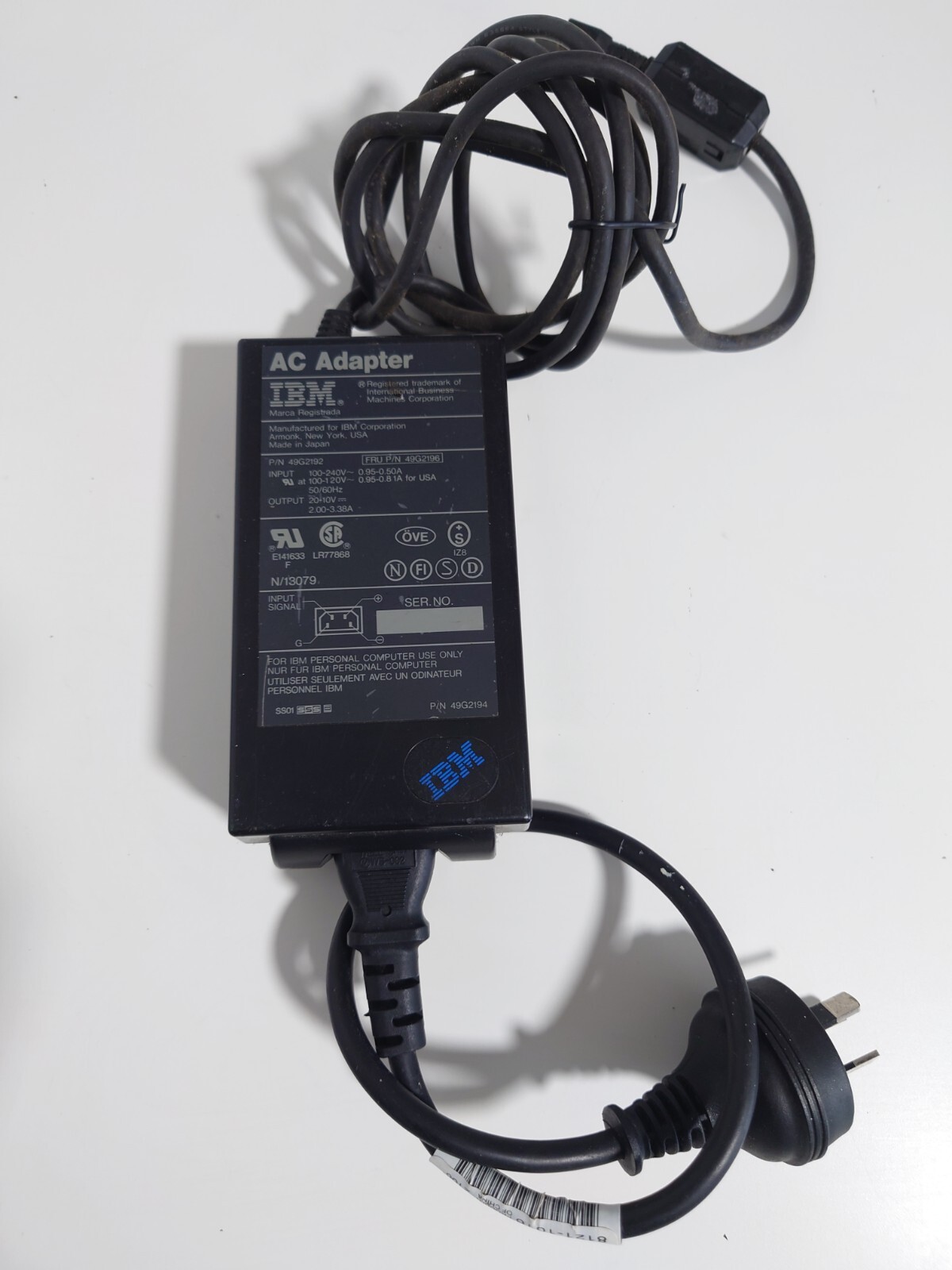 Genuine IBM ThinkPad 49G2192 AC Adapter 20-10V 2.00-3.38A Power Supply Charger