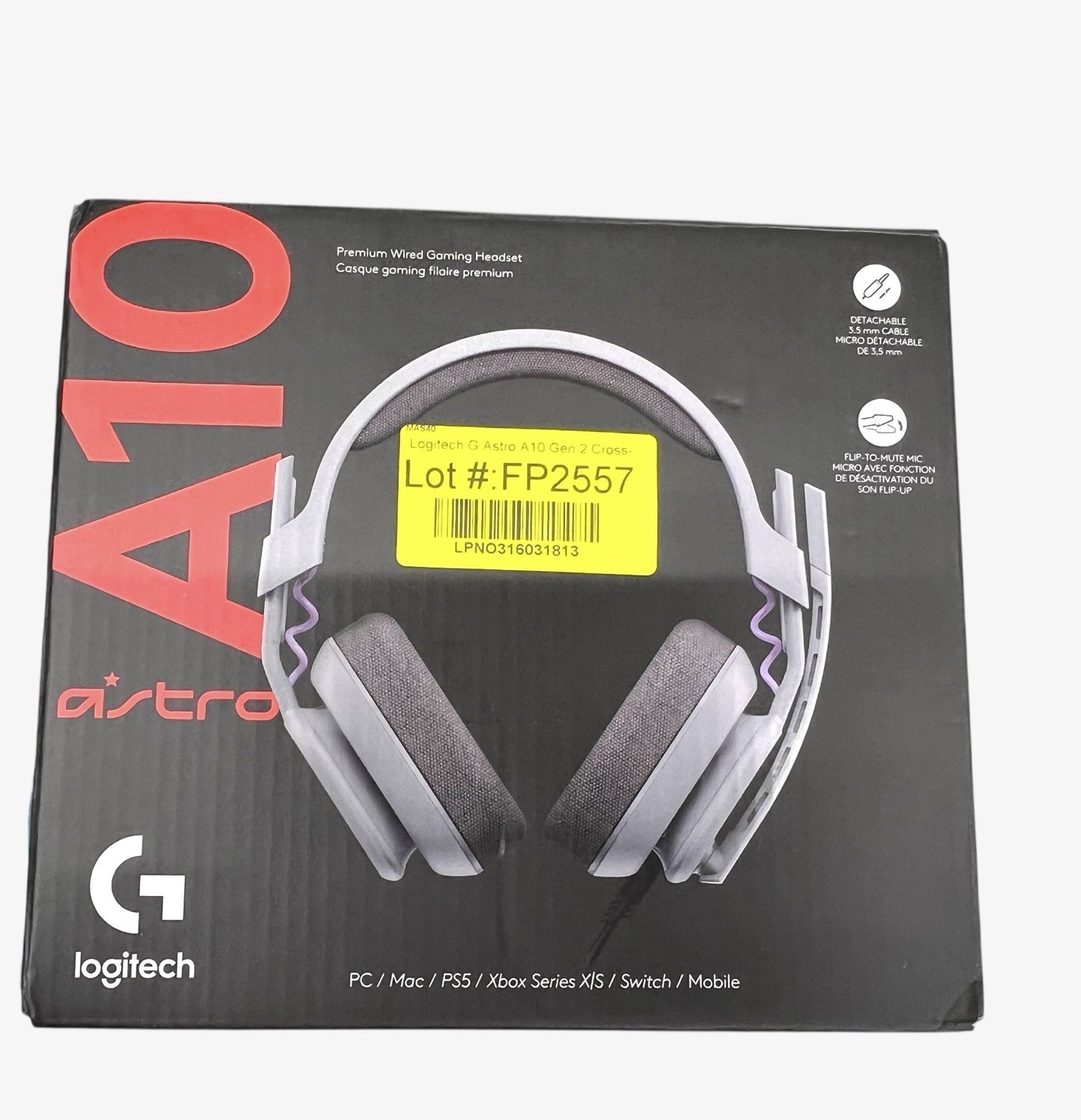 LOGITECH ASTRO A10 GEN 2 GREY 3.5MM OVER-EAR WIRED GAMING HEADSET 939-002069