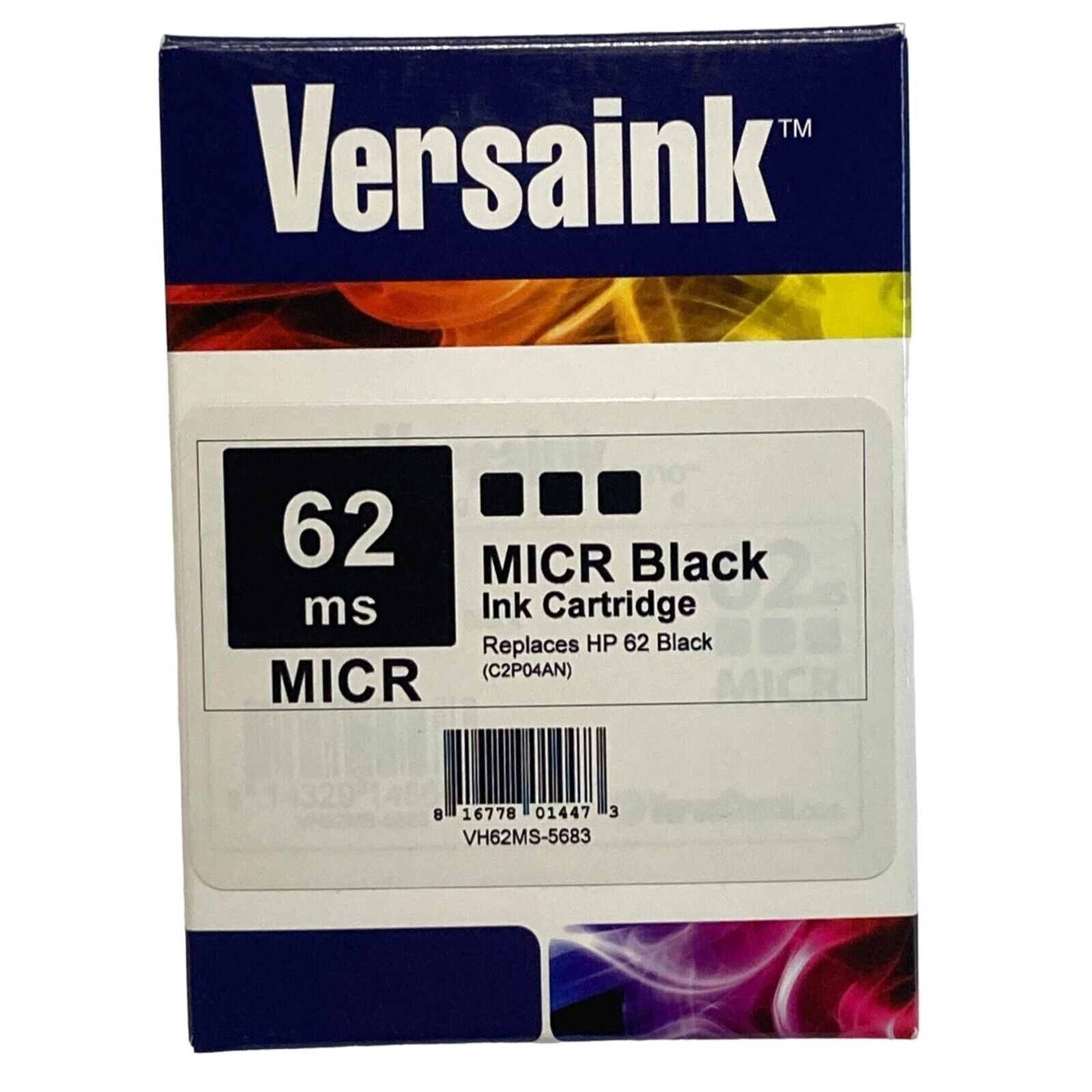 VersaInk nano HP 62 MS MICR Black Ink Cartridge for Check Printing NEW