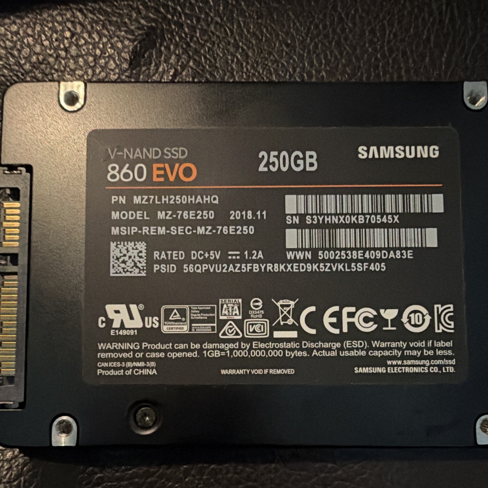 Samsung 860 EVO 250GB 2.5in SATA III Internal SSD MZ-76E250 MZ7LH250HAHQ